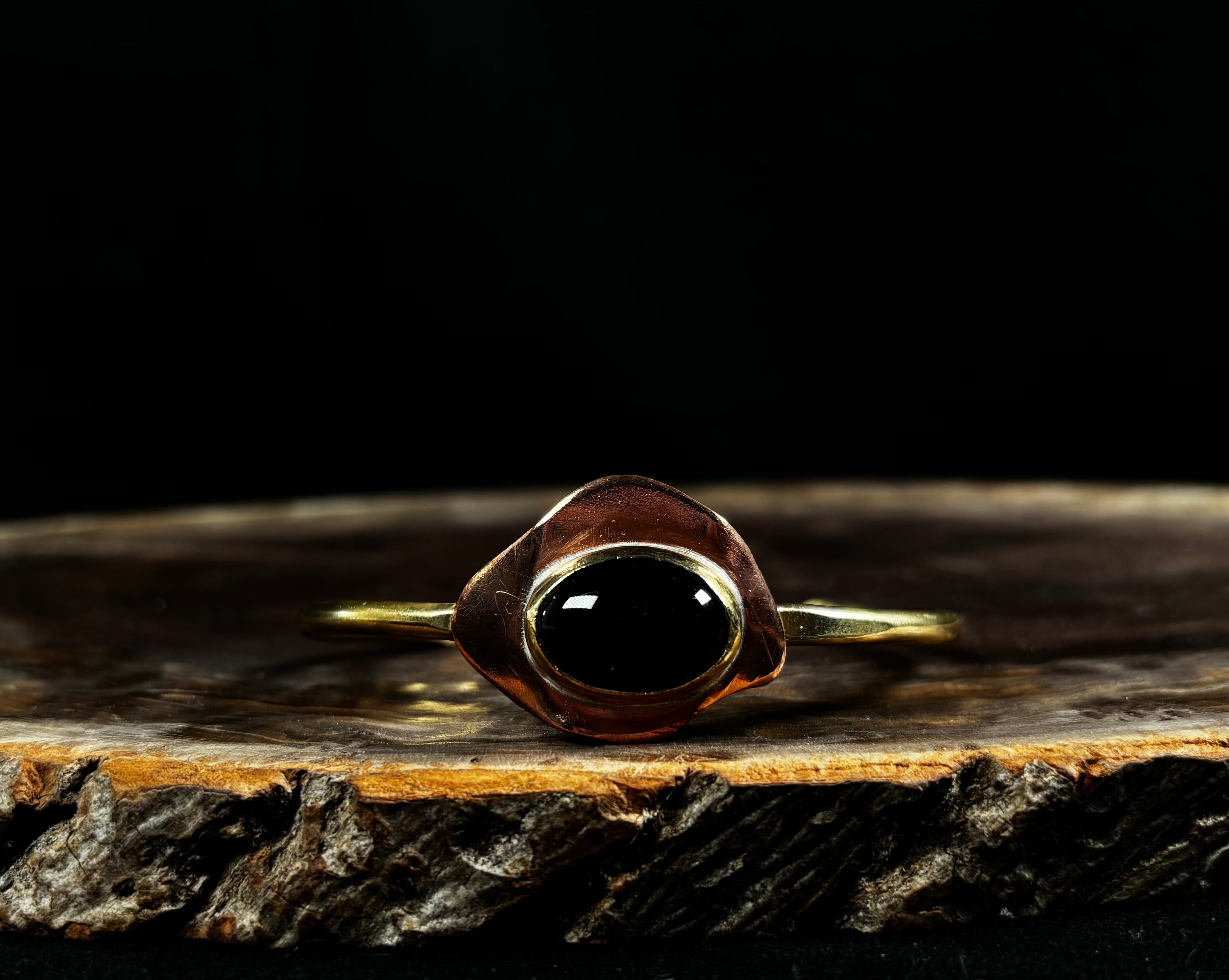 Pulsera Ajustable Brass, Cobre y Ónix